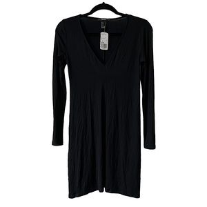 NWT Forever 21 Long-sleeve Shirt Dress Top Black Size Small